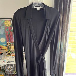 Diane Von Furstenberg Collared Wrap Dress Black Size 10